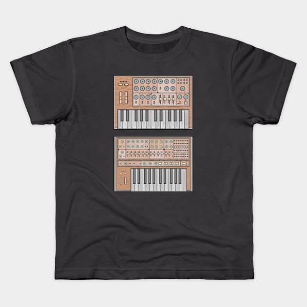 Brown Classic Synthesizer Kids T-Shirt by milhad